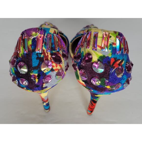 STEVE MADDEN Galactik D'Orsay Stiletto Pumps Heels Multicolor Jeweled sz 8.5 - Picture 8 of 13